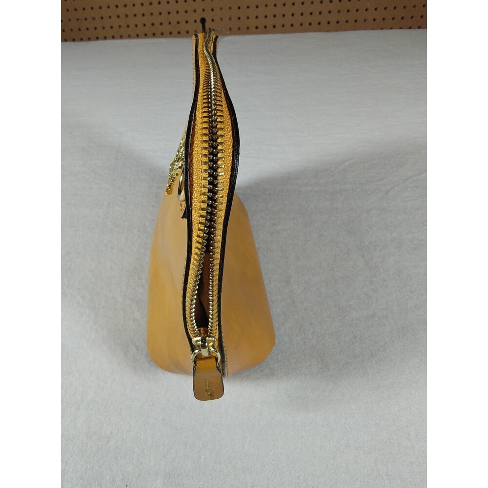 Pratesi Firenze Mustard Yellow Leather Crossbody Bag Italy Luxury Shoulder Purse - Picture 4 of 7